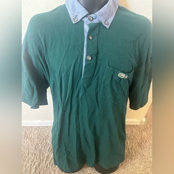 Men’s pre own two tone Lacoste polo shirt size L large denim green - Picture 1 of 5